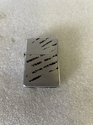 Vtg  1986 Brushed Chrome and black stripe Viietnam Era Zorro Zippo Lighter  READ
