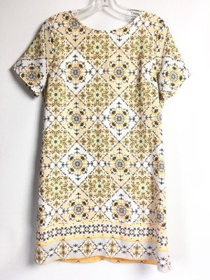 Lulus Womens Small Shift Dress Yellow Dandy Lion Mini Short Sleeve