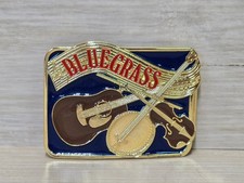 Bluegrass Musical Instruments Gold Tone Enamel Belt Buckle 3 x 2 in
