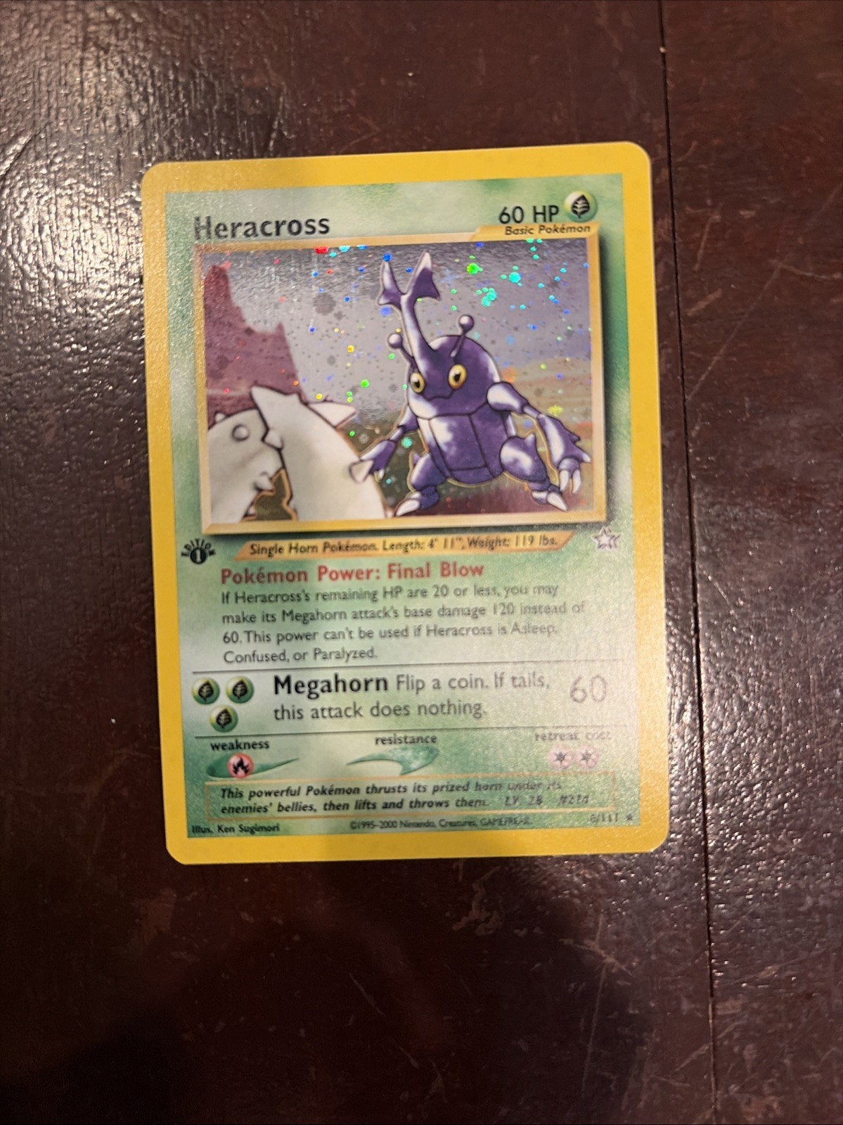 First Edition Heracross 6/111 Neo Genesis Holo NM