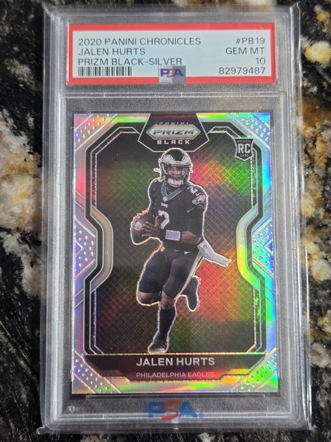 2020 Jalen Hurts RC #PB19 Chronicles Prizm Black Silver PSA 10 Gem Mint