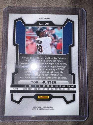2024 Panini Prizm Red Cracked Ice #28 Torii Hunter - Minnesota Twins - Foto 2 di 2