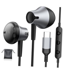 USB C Headphones Wired for Samsung Galaxy S25 / S24 Ultra/ S23/ S22 FE/ Black