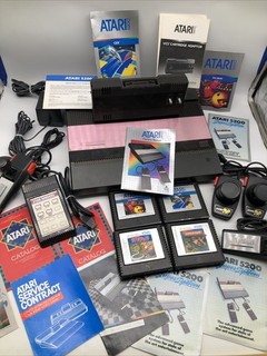 Atari 5200 2 Port Console System COMPLETE & WORKS w/CONTROLLERS & GAMES pink