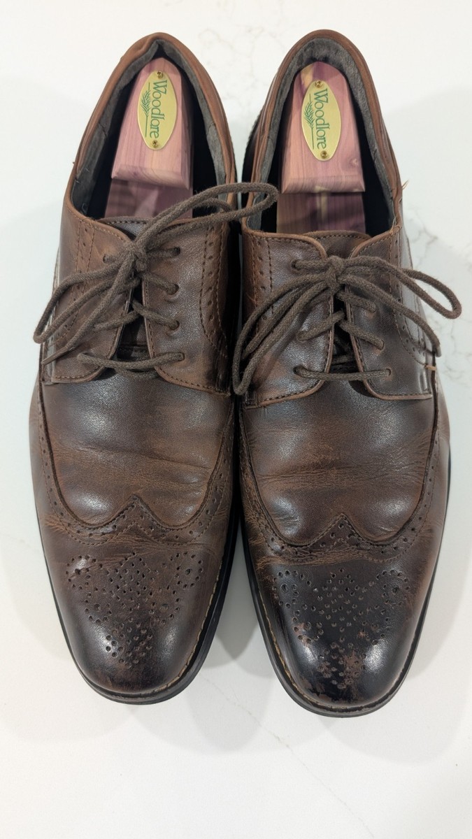 Joseph Abboud Mens Wingtip Oxford Size 10 Wide Brown Leather 