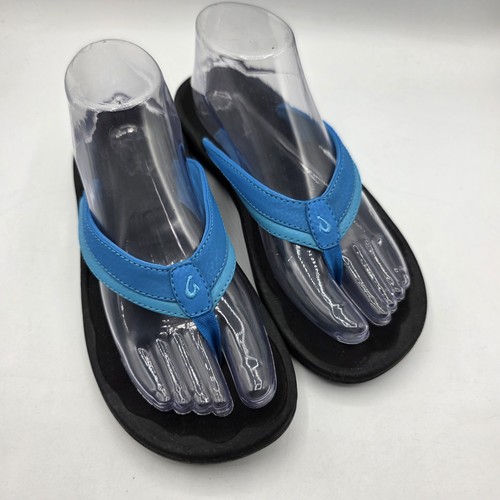 Olukai Ohana Sandals Womens 8 Blue Flip Flops Beach Summer Vacation Hawaii Shoes