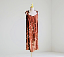 0069/ Mocha Color Tie on Shoulder Dress. Sun Dress