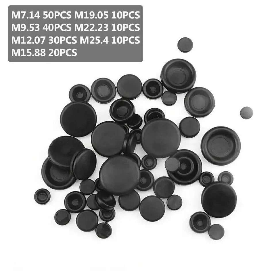 170Pcs Rubber Grommet Firewall Hole Plug Electrical Wire Gasket Accessory Black - Imagem 4 de 4