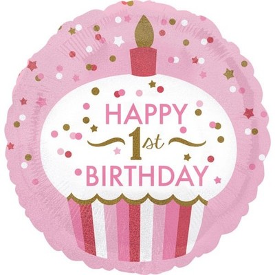Folienballon 1st Birthday Cupcake rosa Mädchen Baby