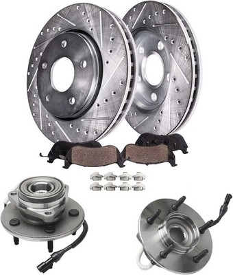 4WD 5-Lug Front Brake Pads Rotors Wheel Hubs for 1997 1998 1999 2000 Ford F-150