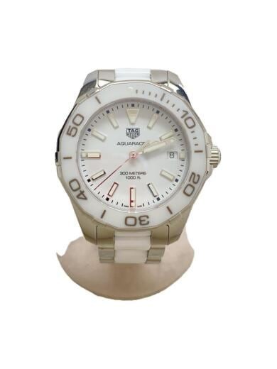 TAG Heuer Aquaracer Quartz Stainless Steel Watch Silver White Dial