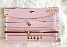 Girls Choker Necklace Set- 5 Necklaces - Nickel Free- Oh Hello Stars  Moon NWT