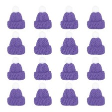 Mini Christmas Knit Hats, 16Pcs Miniature Doll Hat, Purple