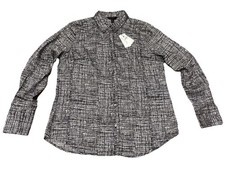 Banana Republic Silky Classic Shirt Button Down Blouse Collar Black Size M - NWT