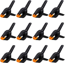 12 Pack Plastic Spring Clamps, 3.5inch Small Heavy Duty Clips for Crafts, Black