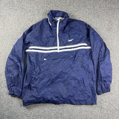 Vintage Asics Tiger Windbreaker Track Jacket Large Navy Air Force 80s 90s