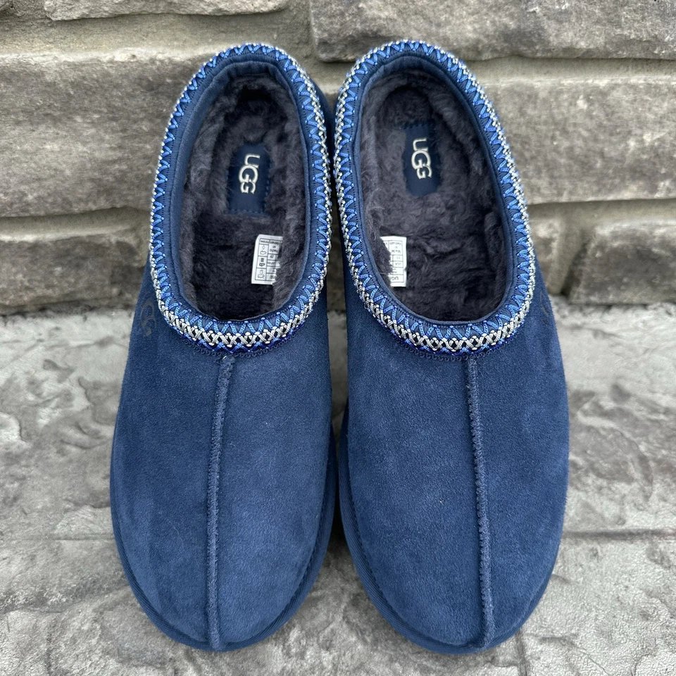 Chinelos masculinos Ugg Tasman 5950 tamanho 11 EUA azul camurça sapatos forrados shearling - Imagem 4 de 4