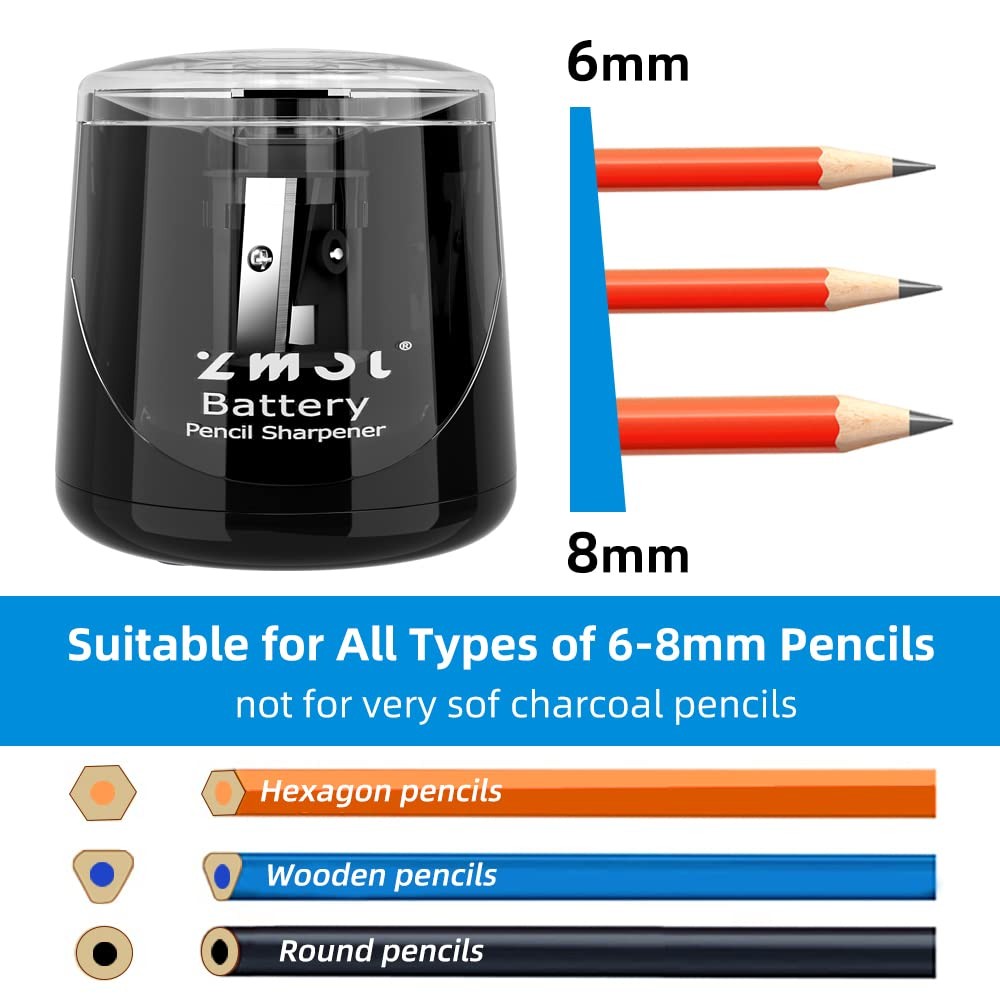 ZMOL Battery Powered Electric Pencil Sharpener,Small Battery Operated Colored...
