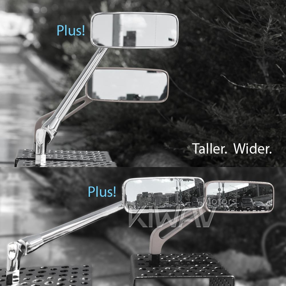 KiWAV chrome mirrors ClassicPlus with clips for 7/8" 22mm handlebars mount