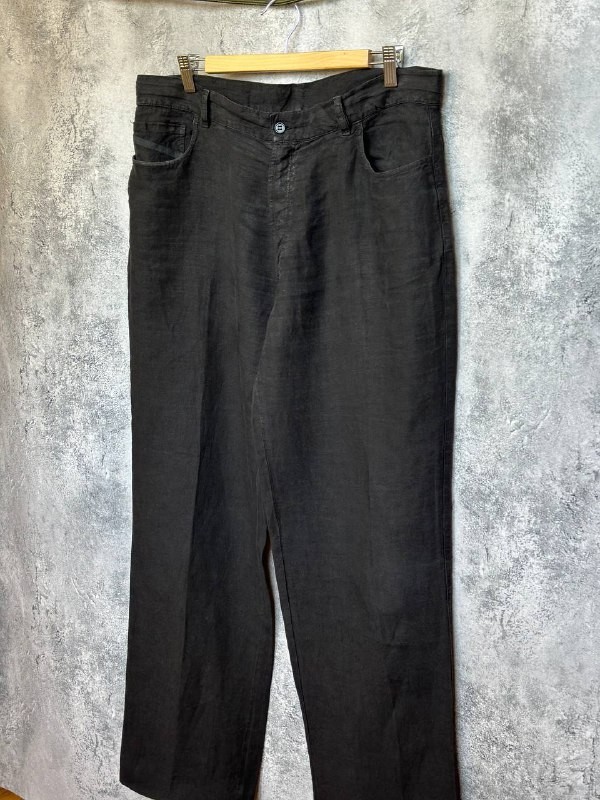 Pantalón Ermenegildo Zegna Suave Negro Lino Italia 100% Lino Talla 54