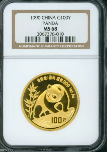 1990 CHINESE GOLD PANDA 100Y 100-Yuan Yn NGC MS68 1 Oz. MS-68 CHINA