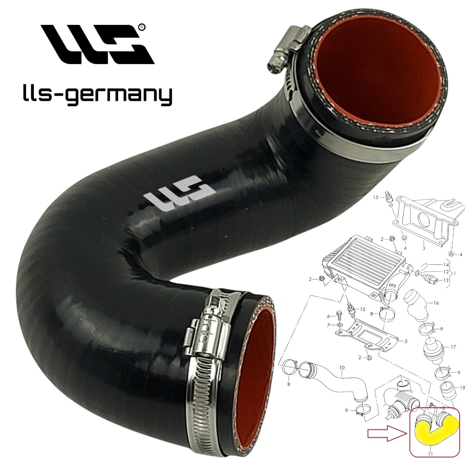 4x Charge Air Hose Turbo Pressure Hose for VW T4 Transporter Pritsche 2.5TDI