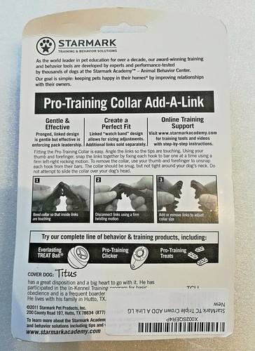 Starmark Pro Training Collar Black Add A Link Large L Dogs Train Tool Sealed NIP - Picture 3 of 3
