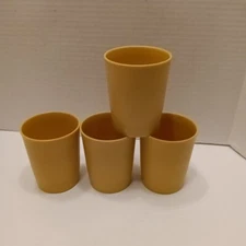 Tupperware Tumblers #1251 Set of 4 Harvest Gold  6oz Juice Cups Vtg