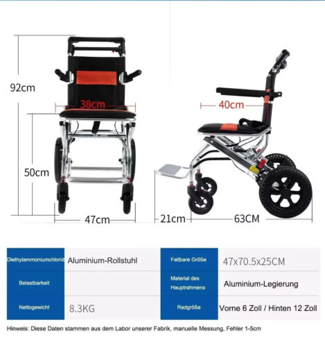 ByteTecpeak Rollstuhl Faltbar Leicht, Lightweight Rollstühle, Outdoor Wheelchair - Bild 5 von 21
