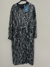 New Mac Duggal Charcoal Long Sleeve Sequin Embellishments Cocktail Dress Size 14