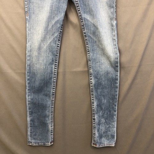 Pantalones de mezclilla True Religion ajustados cónicos para hombre 30 x 34 azul rojo marrón puntada hechos en EE. UU. - Imagen 3 de 16