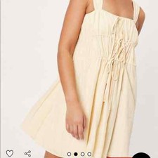 NASTY GAL Gathered Bust Textured Cream Sleeveless Mini Dress Womens Size 4