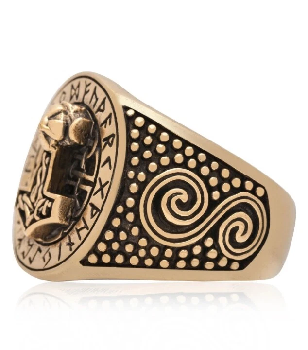 THORSHAMMER Bronze Ring Runen Wikinger Mjölnir Siegel Viking Celtic Amulett - Bild 3 von 3