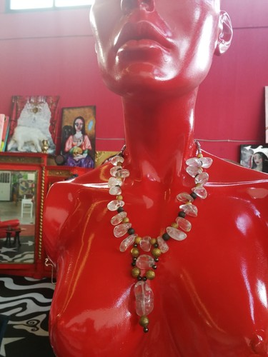 luxury jewelry necklace pendant vintage stone pearl drop collar crystal rock bib - Picture 5 of 24