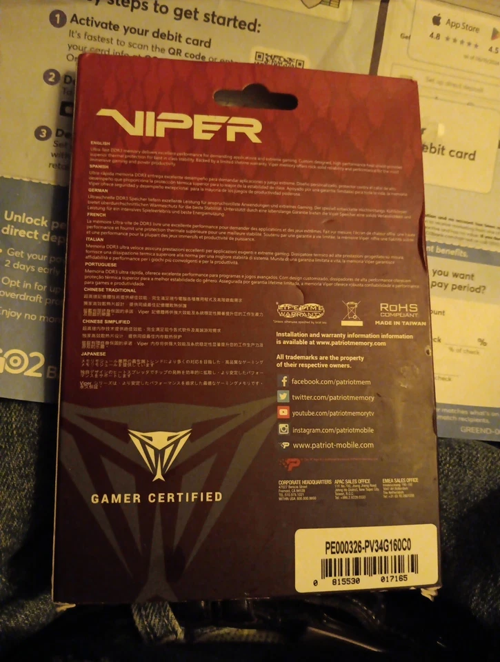 Viper 4GB DDR3 PC3=12800 1600Mgz Foto 4 de 4
