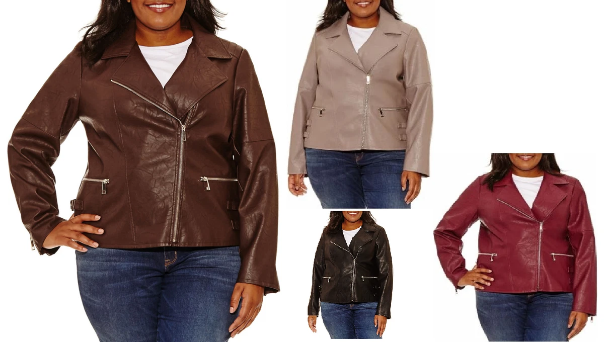 A.n.a Faux Leather Motorcycle Biker Jacket Brown Brick RED Plus Sz 2X MSRP  $150 | eBay
