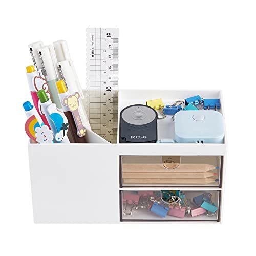 Office Desk Organizer with drawer, Office Supplies and Desk Accessories, White - Picture 7 of 7