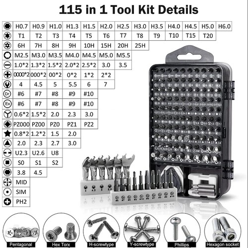 115-IN-1 Magnetic Precision Repair Screwdriver Set PC Phone Electronics Tool Kit - Picture 4 of 21