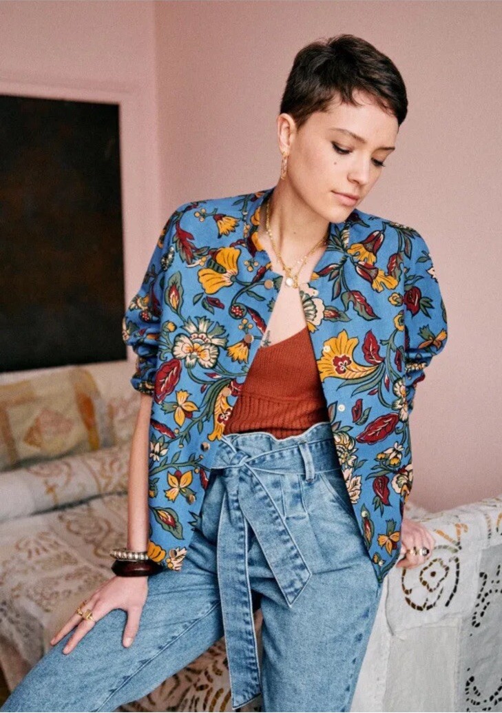 Sezane Mike Blue Spring Jacket Size 36