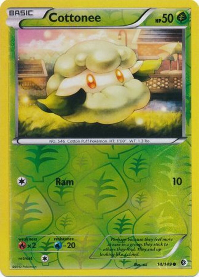 Pokemon - Cottonee - 14/149 - Common - Reverse Holo - BW - Boundaries Crossed -
