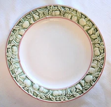 SANOR CERAMICA Majolica Dinner Plate Hand Painted Embossed Fruit Rim Portugal