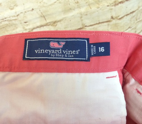 Vineyard Vines Shorts Youth Boy Size 16 Whale Embroidered Jetty Red Pink Stretch - Picture 8 of 10
