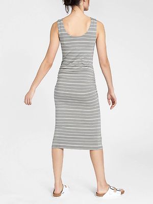 athleta comeback midi dress Athleta Comeback Black/White Strip Midi Dress