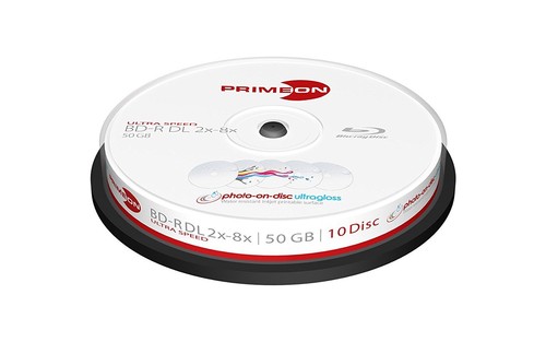 1x10 PRIMEON BD-R DL Discs 50GB 2-8x Printable Cakebox 2761317 NEU 008-378 - Bild 1 von 3