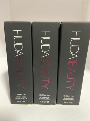 (3)Huda Beauty Cheeky Tint Blush Stick CORAL/REBEL/BADDIE 5G NEW!!!