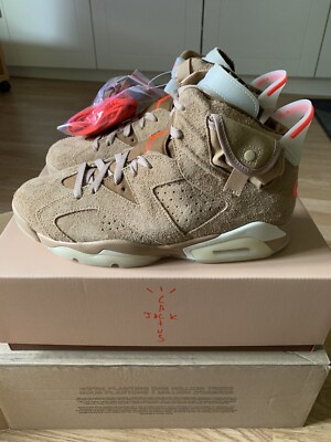 Nike Air Jordan 6 Retro x Travis Scott/BRITISH KHAKI/BRIGHT CRIMSON
