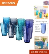Set of 16 Plastic 18oz Stackable Tumblers Coastal Colors Reusable Drinking Cups