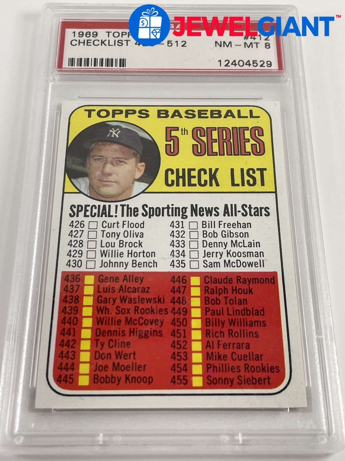 1969 TOPPS BASEBALL CARD CHECKLIST 426512 PSA GRADE NMMT 8 EQ124 eBay