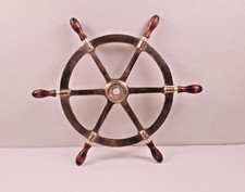 Antique Brass Wood Nautical Maritime Ships Steering wheel 23"