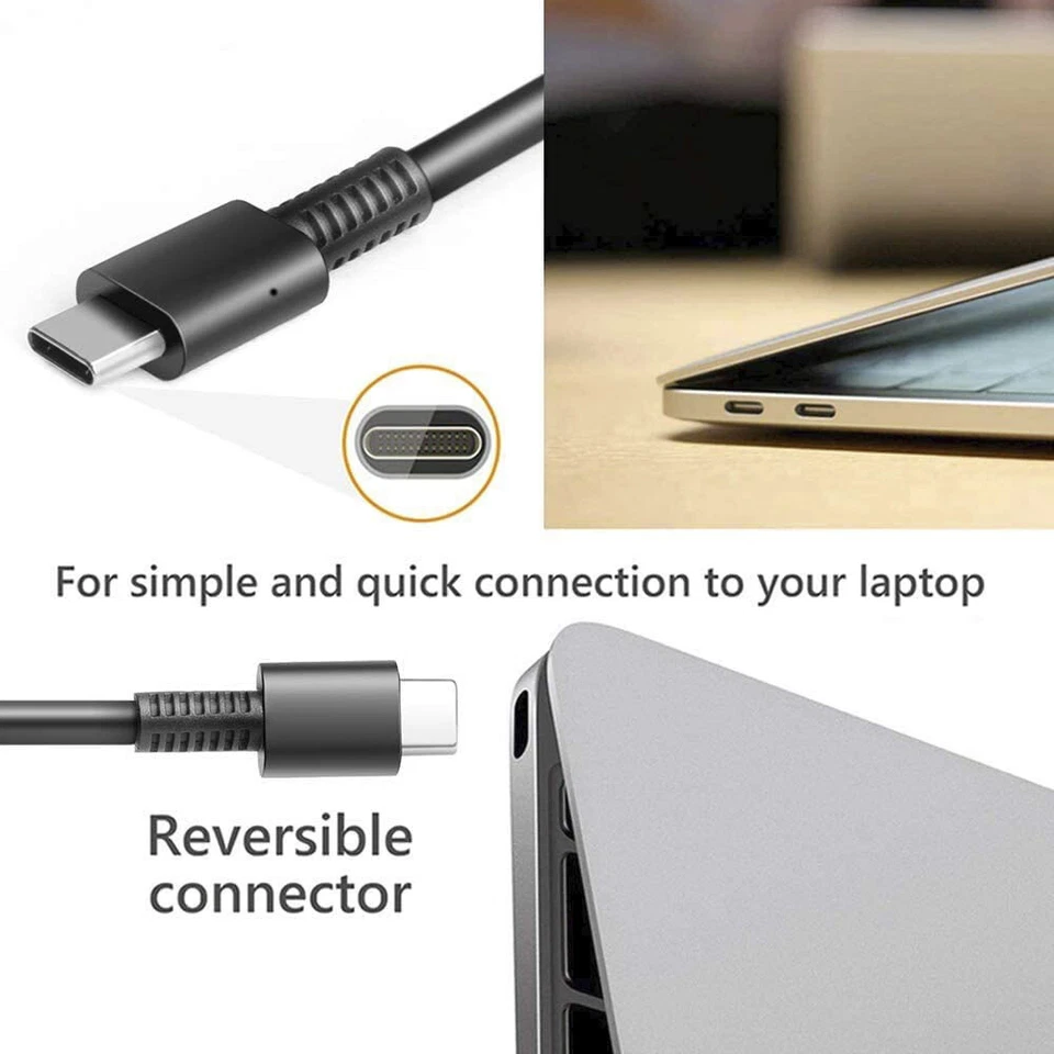 Genuine 65W USB C Type-C Power Adapter Charger for MacBook Pro Air, Lenovo, HP - Image 3 of 4